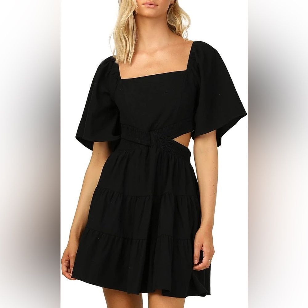 NWT SHY Velvet cutout black mini dress Large